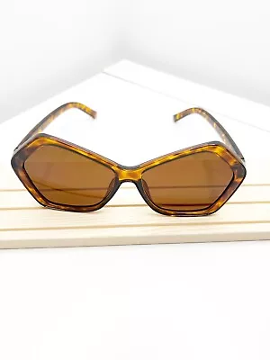 Retro Style Tortoiseshell  Pattern  Pentagon Shaped Funky Sunglasses 50s 60s • £11.99
