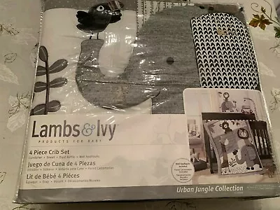 Lambs & Ivy® Urban Jungle 4-Piece Crib Bedding Set In Grey/White • $75