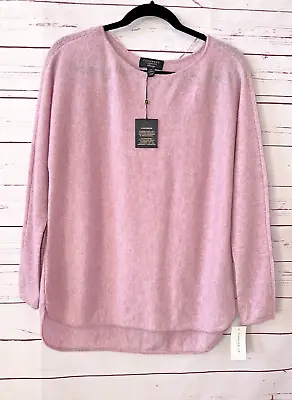 NWT $159 CHARTER CLUB Size PM Petite M 100% Cashmere Shirttail Sweater Pink KK • $59.99