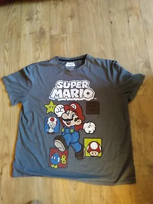 Used Officially Licensed Grey Super Mario TU Difuzed Distressed T-Shirt Size XL • £4.99
