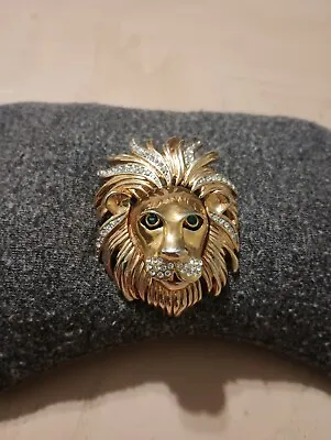 Vintage Lion Head Brooch Pin Women's Fashion Jewelry Gold Tone Animal Beautiful! • $49.99