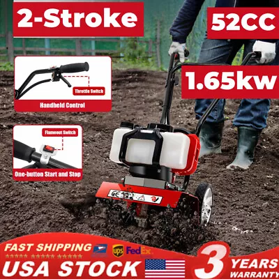 Multi-Function Tiller Gas Powered 2-Cycle 52cc Mini Cultivator Tiller Cultivator • $161.28