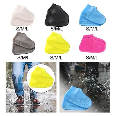 Shoe Covers Silicone Waterproof Rubber Rain Shoe Covers Reusable Galoshes • £6.38