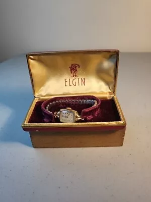 Vintage Ladies Elgin Watch  10k Gold Filled Bezel Base Metal Back Working • $69