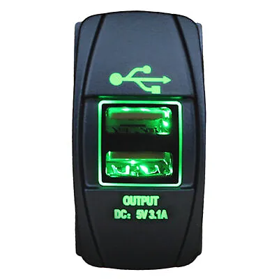 Universal Car Charger Dual USB Ports With LED GREEN Light Smartphones Tablets • £9.20