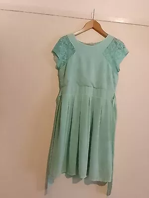 WAL G House Of Fraser Dress Size 10 Mint Green Lace Pleated RRP £38 BNWT • £16.99