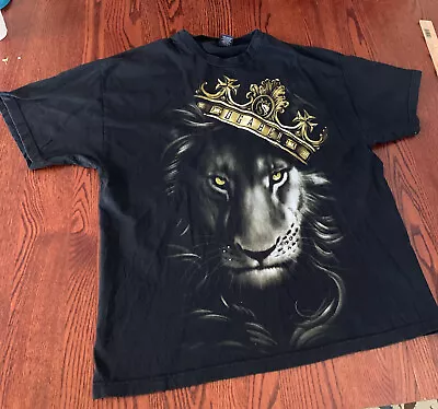 $21 • Buy OG Abel Ogabel Men's Graphic Shirt Black 2XL Short Sleeve Lion Crown Jeweled