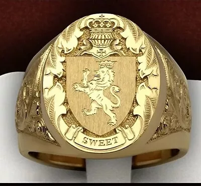 ✓✓✓MENS 18k YELLOW GOLD {SIZE 10} COLOR☑️CROWN LION Seals☑️SIGNET RING  • $79.99