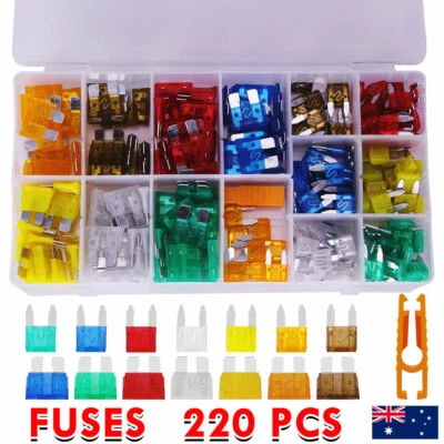 $13.45 • Buy 220PCS 12V Mini Standard Car Blade Fuses 5A-30A With Fuse Automotive Kit Set AU