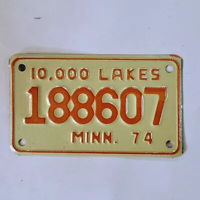 MINNESOTA MOTORCYCLE License Plate 🔥FREE SHIPPING🔥 188607 ~ VINTAGE 1974 • $12.99