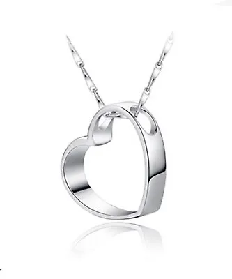 Hollow Heart Pendant Necklace 925 Sterling Silver Women's Jewellery Love Gift  • £3.39
