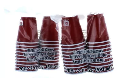 Mini Red Shot Cups Plastic 2oz Disposable College Party Lot Of 40 • $9.50