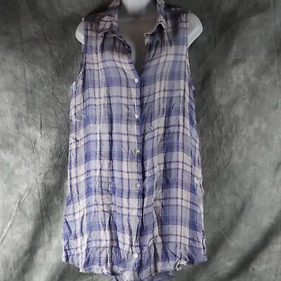NEW CLOTH & STONE Super Soft SLEEVELESS Button-Down PLAID DRESS Size LARGE S1E1 • $200