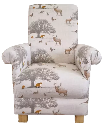 £119.95 • Buy Kids Chair Animals Armchair Fryetts Tatton Animals Rabbits Stags Pheasants Beige