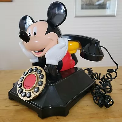 Walt Disney Mickey Mouse Telemania Push Button Desk Telephone Retro Working • $25