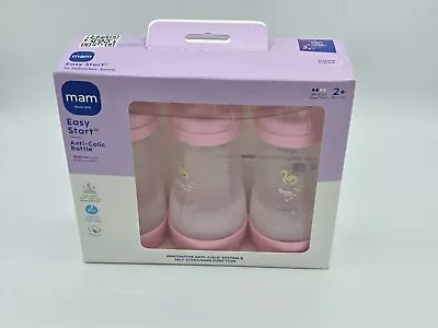 MAM Easy Start Self Sterilising Anti-Colic Baby Bottle Pink (3 X 260 Ml) - BNIB • £24.99