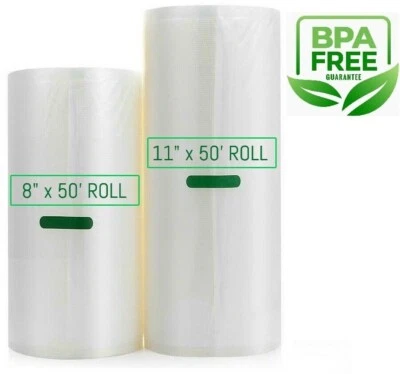 $19.97 • Buy Vacuum Sealer Bags 8x50, 11x50 Rolls 2 Pack For Food Saver, Seal A Meal
