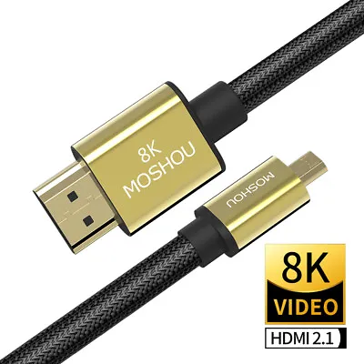 Moshou 8K Micro HDMI To HDMI Cable Male To Male 3D 1080P 1.4 Version For Tablet • $8.99