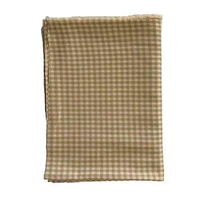 Vintage Gingham Gold Beige Checks Polyester Woven Fabric 1.7 Yards 44”W X 62” L • $18.40