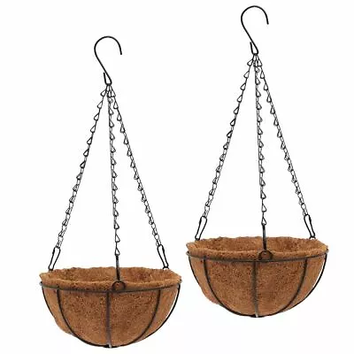 Black Metal Hanging Planter Basket With Coco Liners (8 X 17.5 In 2 Pack) • $18.99