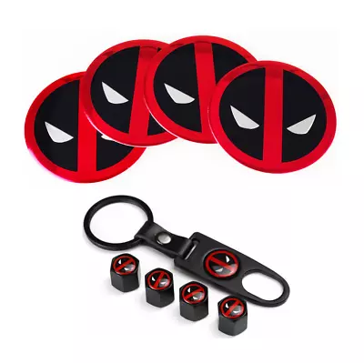 8x56mm 2.2  Wheel Center Hub Caps Deadpool Emblems Stickers Air Valve Stems Caps • $12.99