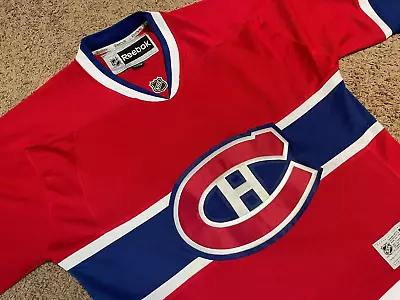 Size Large Reebok Montreal Canadiens Men's Red Hockey Jersey Small Defect • $74.95