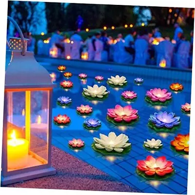 24 Pcs Floating Lights Lotus Floating Lanterns 3.94 Inch 5.91 Inch Colorful • $55.78