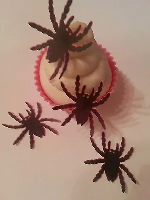 12 PRECUT Edible Halloween Spiders Wafer/rice Paper Cake/cupcake Toppers • £2.85