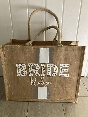 £11.99 • Buy Personalised Bride Beach Tote Bag / Bridesmaid, Mother Of The Bride Any Colour