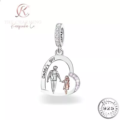Daddy Girl Heart Charm Genuine 925 Sterling Silver - Dad & Daughter Charm • £16.99