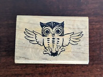 Vintage Embossing Arts Owl Rubber Stamp Wood Block Horned Wings Out Flying • $7.77