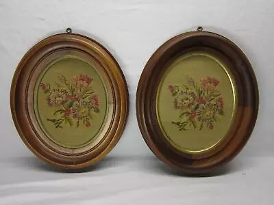 2 Deep Walnut Oval Round Wooden Picture Frame Old Vtg Lot Antique Needlework • £76