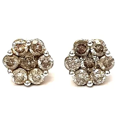 £250 • Buy 9ct Yellow Gold Salt & Pepper Diamond Cluster Stud Earrings