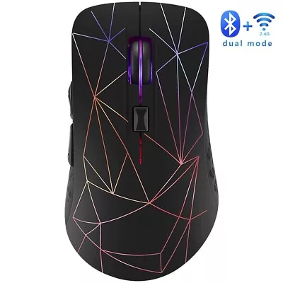 7 Colour Mode RGB 2.4G Wireless USB Bluetooth Rechargeable 1600 DPI Mouse PC • £13.99