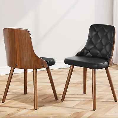 Dining Chairs Set Of 2 Upholstered PU Leather Accent Chair Modern Kitchen Black • $129.99