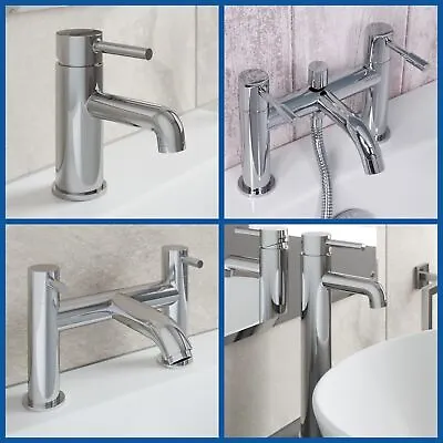 Bathroom Taps Set Modern Mono Basin Mixer Bath Filler Shower Mixer High Rise • £43.99