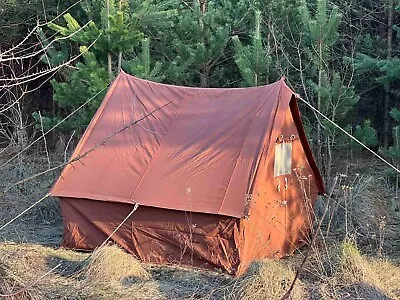 Vintage Brown Camping Tent House USSR 3 Person 1984 NWT Unused • $249.90