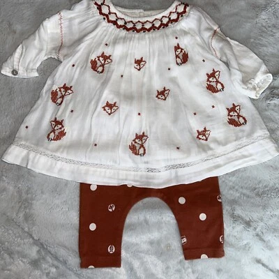 £4 • Buy Next Baby Girls Leggings Tunic Fox Top Outfit Age 0-3 Months