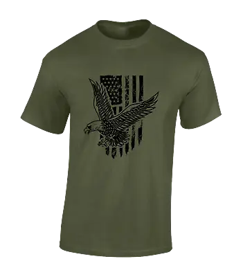 Black Eagle Usa Mens T Shirt Cool American Eagle Military Army Design Top • £8.99