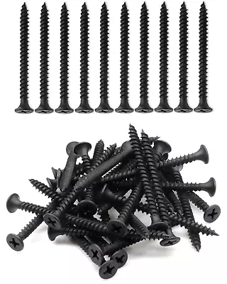 Black Exterior Wood Screws 100PCS #8 X 1-1/2 Inch Flat Head Drywall Screws She • $17.97