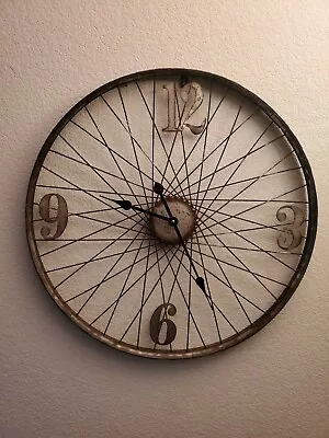 Wall Clock Bicycle Design Industrial Style Metal Modern Retro Contemporary Large • $66.49