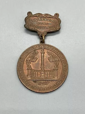 UCV 1907 Richmond Reunion Badge Medal Whitehead & Hoag Confederate Veteran • $199.99