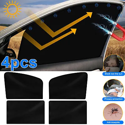 $11.96 • Buy 4 PACK Magnetic Car Window Sun Shade Cover Mesh Shield UV Protection Accessories