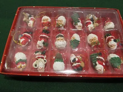 Lot Of 18 Miniature Santa Resin Christmas Tree Ornaments 1.5  W/original Box {Y} • $8