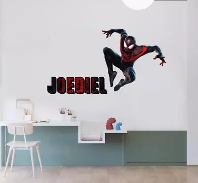 SPIDER-MAN Miles Morales Personalized Decal WALL STICKER Marvel Verse FS • £23.92