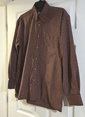 New $148 Van Basten European Plaid Premium Cotton Button Down LS Shirt 40 CMS • $15.40