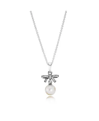 $60 • Buy PANDORA Delicate Sentiments White Pearl Clear CZ Pendant Necklace Set 390380P-70