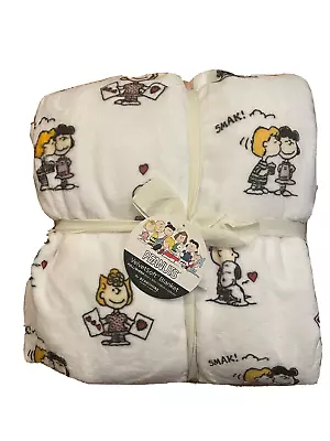 White PEANUTS LOVE VelvetSoft  Peanut Snoopy Queen - Full Blanket 90x90 Inch • $62.95