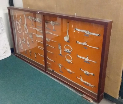 £125 • Buy Naval Wall Display Cabinet Over Six Feet Width Hardwood In Quality Mahogany 