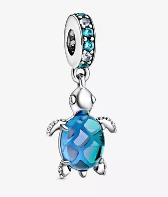 Brand New Pandora Silver ALE S925 Blue Murano Glass Sea Turtle Dangle Charm • £34.99